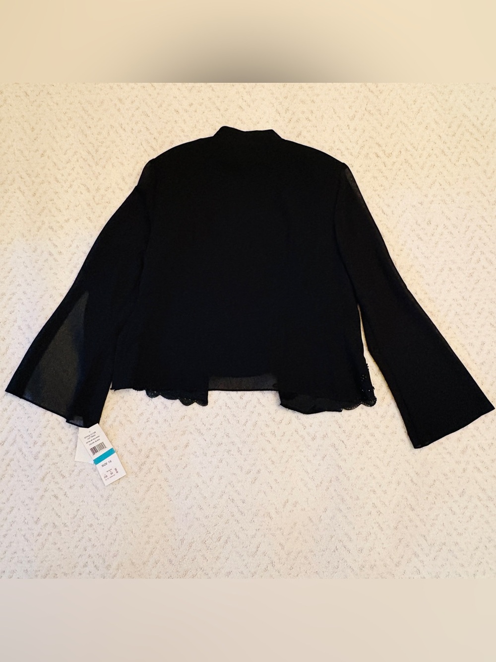 Caliendo Black Evening Cocktail Dress Jacket NEW Womens Size 16 Large Beaded - Picture 8 of 16